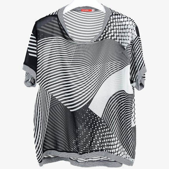 Art Point Black & White Striped Polka-Dot Chiffon Blouse - Picture 1 of 8